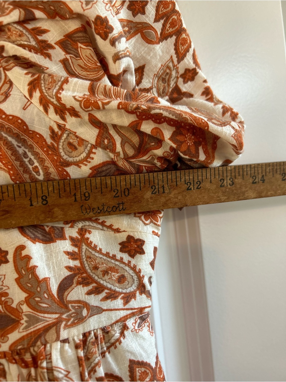 Anthropologie Cream & Rust Paisley Scoop-Neck Peplum Top - Picture 12 of 12
